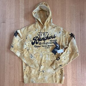 PRPS Mustard Yellow Black Ranchers Men Size Medium Fleece Hoodie E102S34